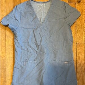 Figs Slate Blue V-Neck Scrub Top